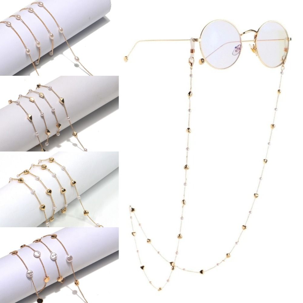 Mask Lanyard Adjustable - Luxe anti-verloren zonnebrilkettingen met parels, 70
